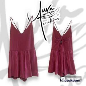 UPCYCLED Auva Creations Bleach Dyed Romper Jumpsuit Spaghetti Strap V Neck